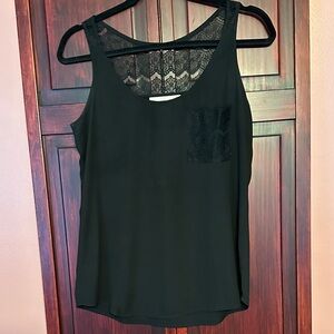LOFT Black Lace Accent Tank Top